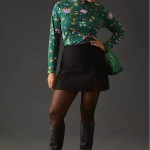 nwt ANTHROPOLOGIE MAEVE sz XS floral printed turtleneck in green